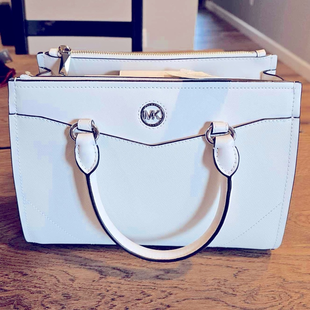 MK Everly purse, white, NWT.